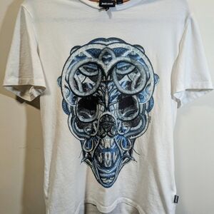 Just Cavalli Snake Skull Graphic Tee | Men’s S (Fits Women’s Oversized)
